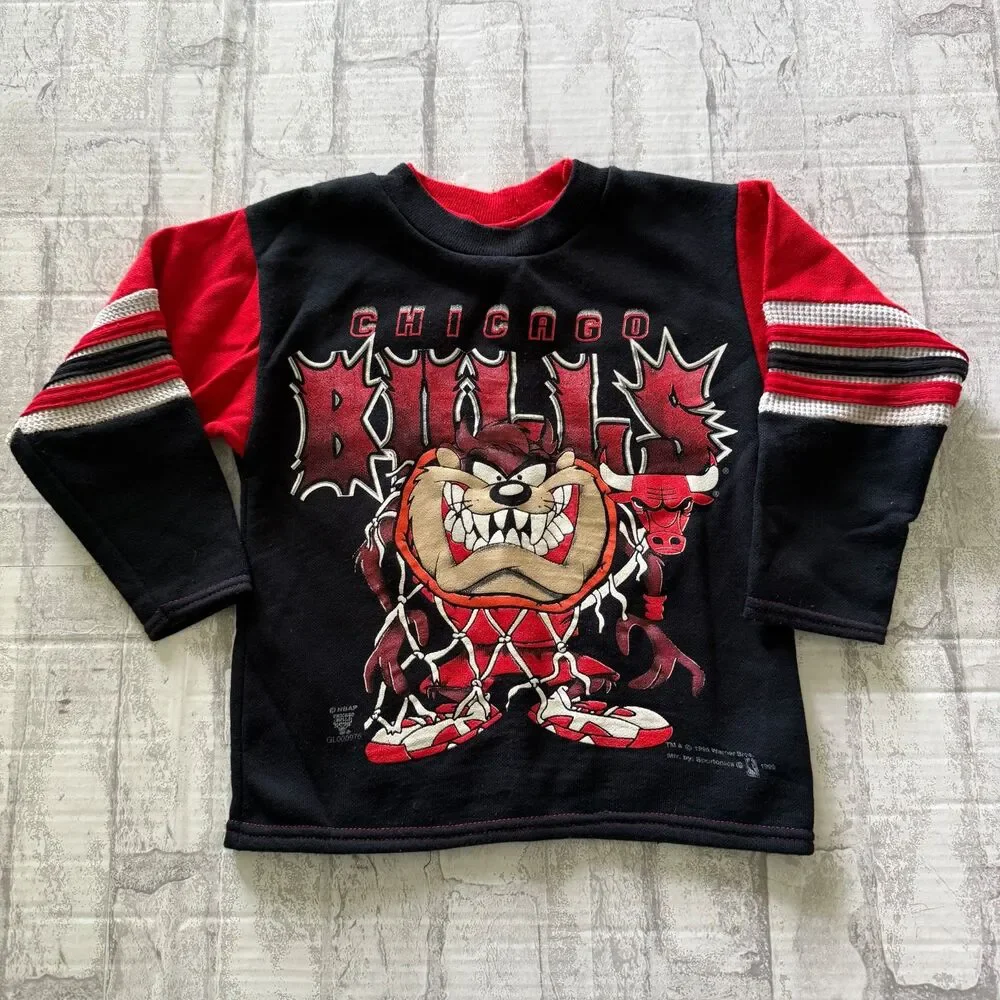 VTG 90s NBA Chicago Bulls Taz Sweatshirt Tracksuit Retro Kidcore Youth Set Sz 7
